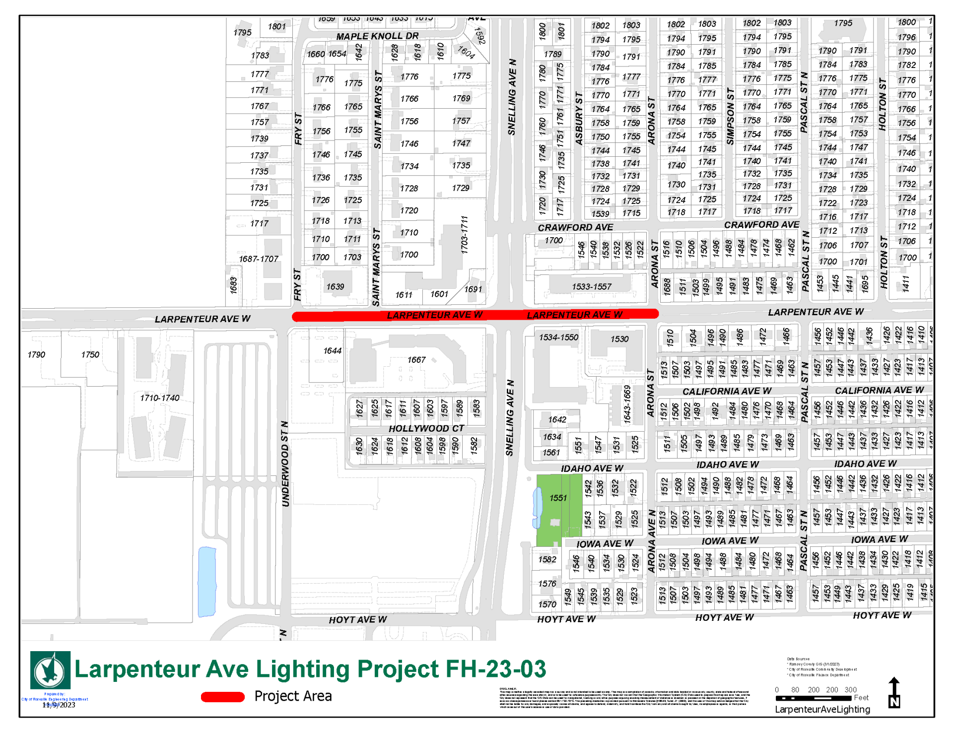 Larpenteur Ave Lighting Map